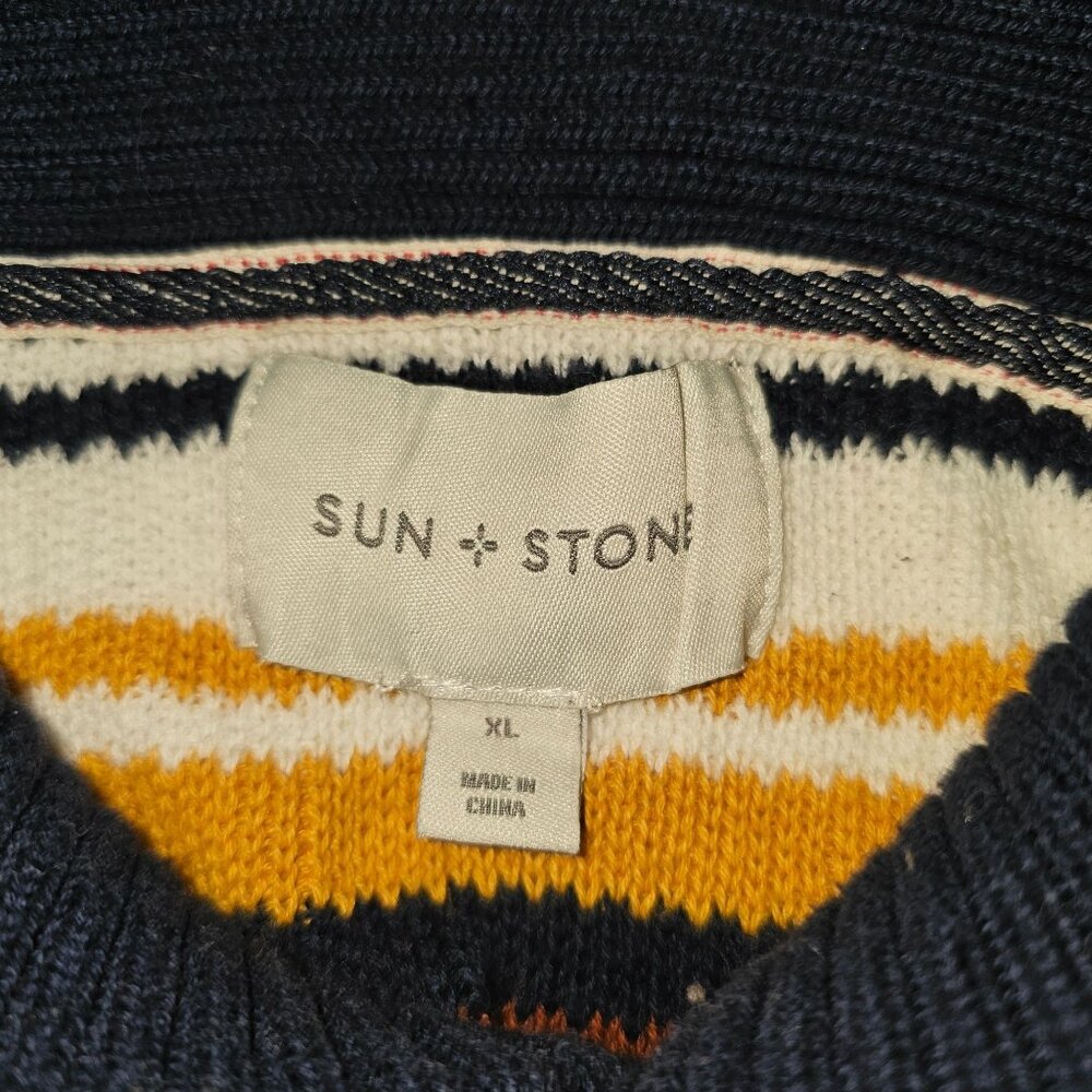Sun + Stone Mens Size XL Southwest Aztec Shawl Sweater Geometric Cotton - Picture 3 of 4